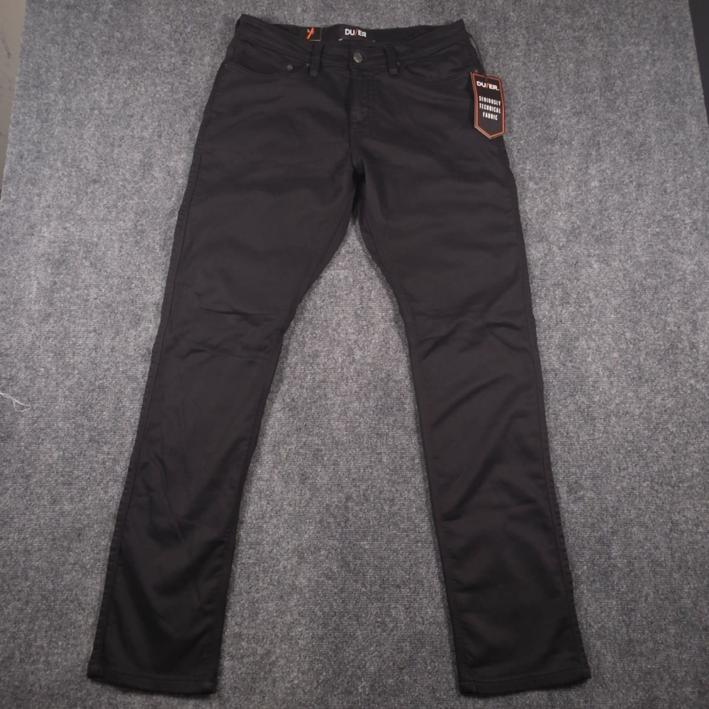 NWT DU/ER No Sweat Pants Mens 33x34 Black Stretch N2X Relaxed Taper